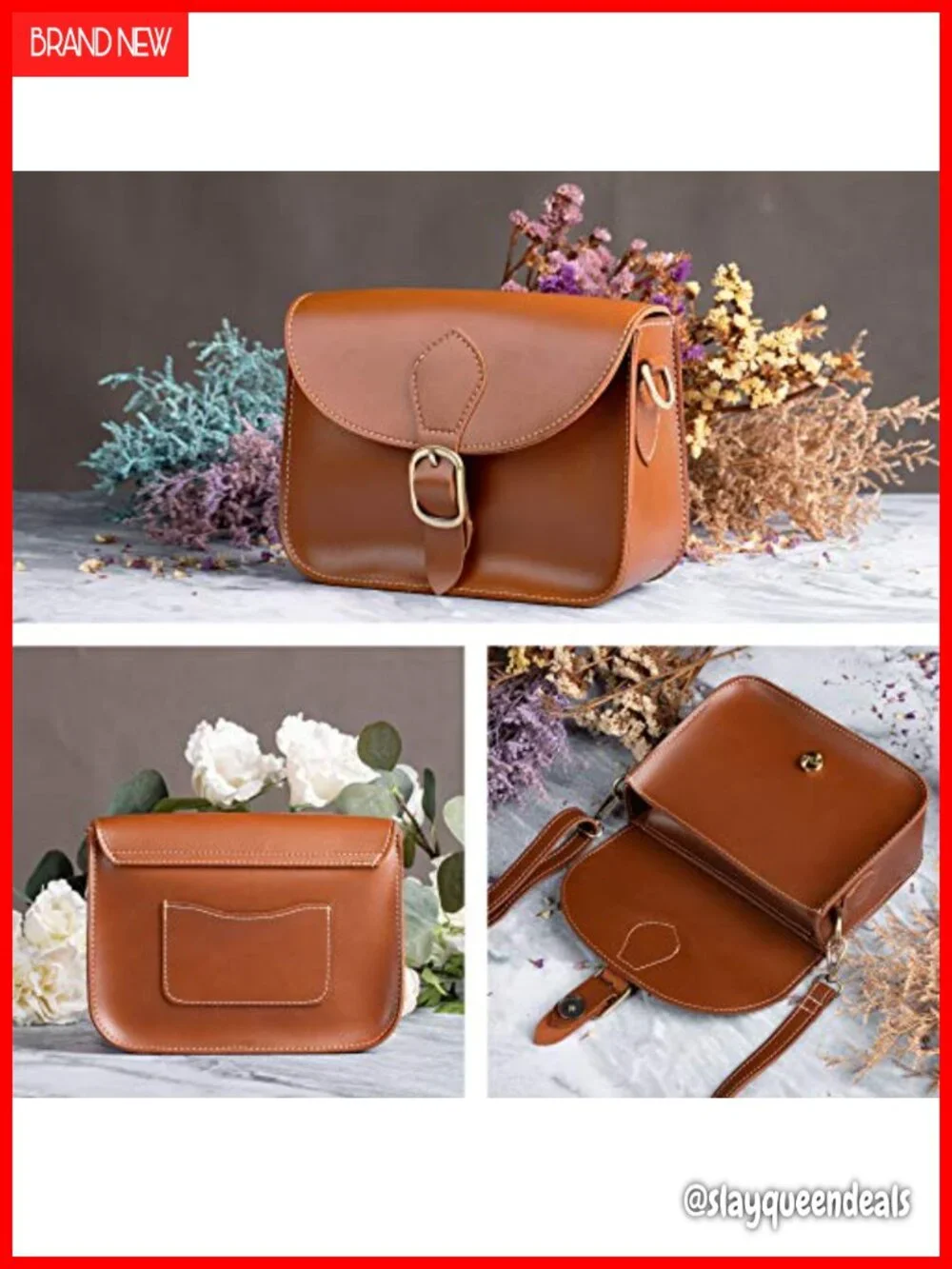 Vintage Saddle Crossbody Bag Faux Leather Small Satchel Purse